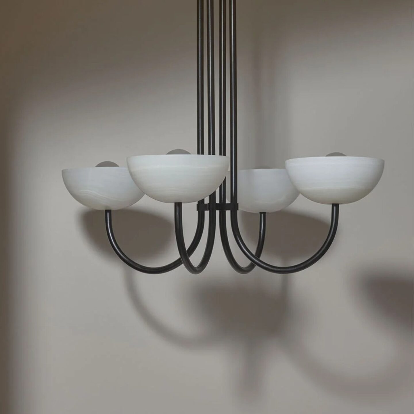 Aurelia Chandelier Quad Small White Onyx & Brushed Black